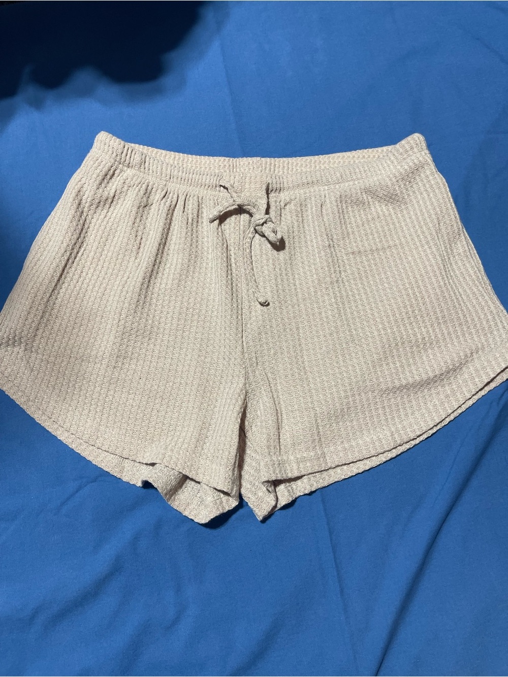 Women's Waffle-Knit Cream Athletic Lounge Shorts